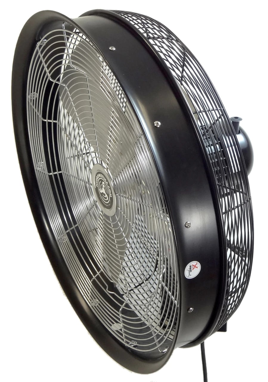 24 Inch Outdoor Wall Mount Oscillating Fan (Black) | Cool Zone